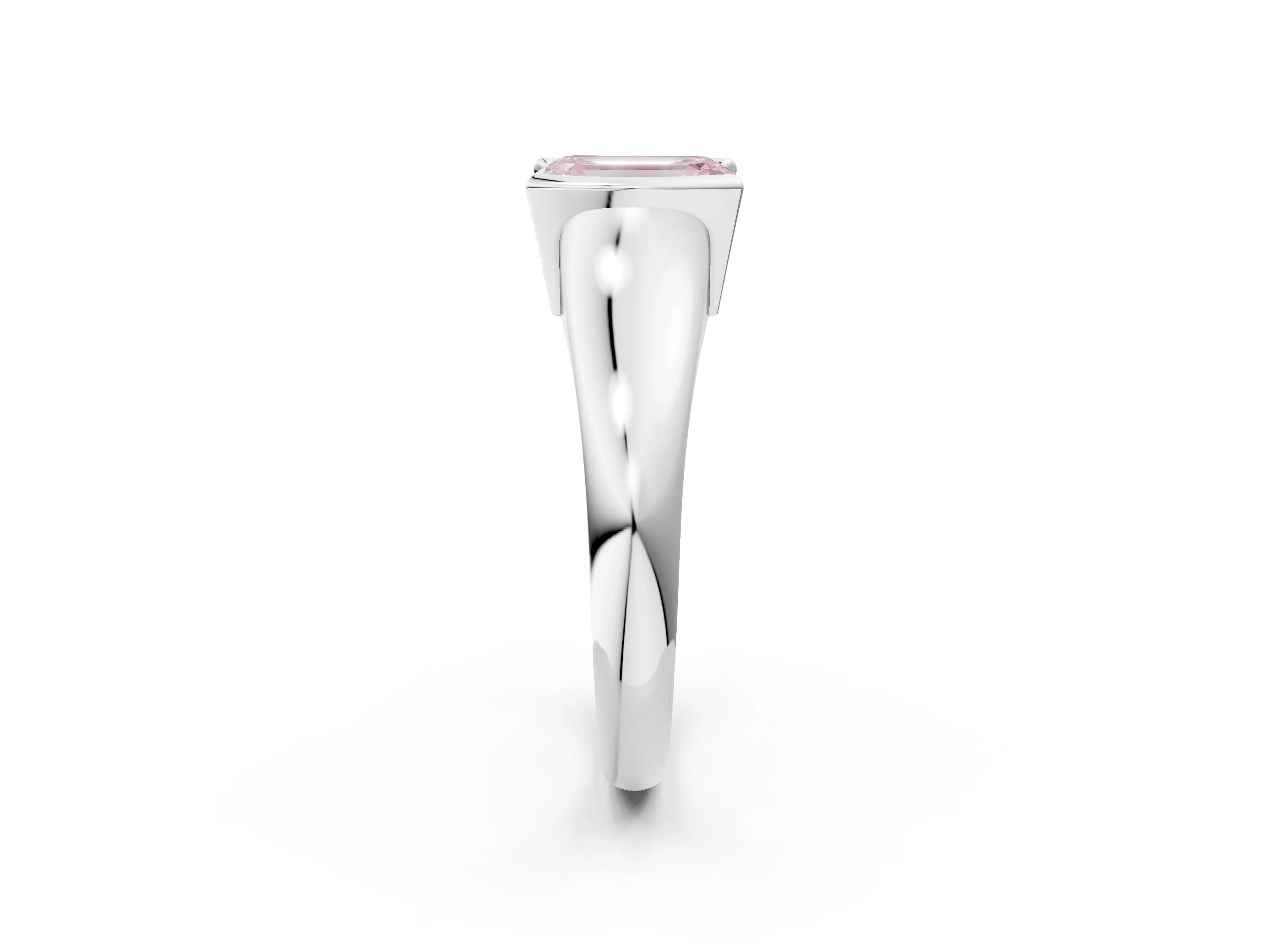 White gold Fancy Pink Emerald Cut Solitaire Tension Set Diamond Ring with Split Shank Band_50