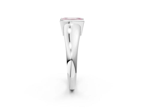 White gold Fancy Pink Emerald Cut Solitaire Tension Set Diamond Ring with Split Shank Band_50