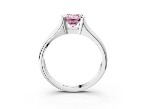White gold Fancy Pink Emerald Cut Solitaire Tension Set Diamond Ring with Split Shank Band_51