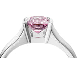 White gold Fancy Pink Emerald Cut Solitaire Tension Set Diamond Ring with Split Shank Band_52