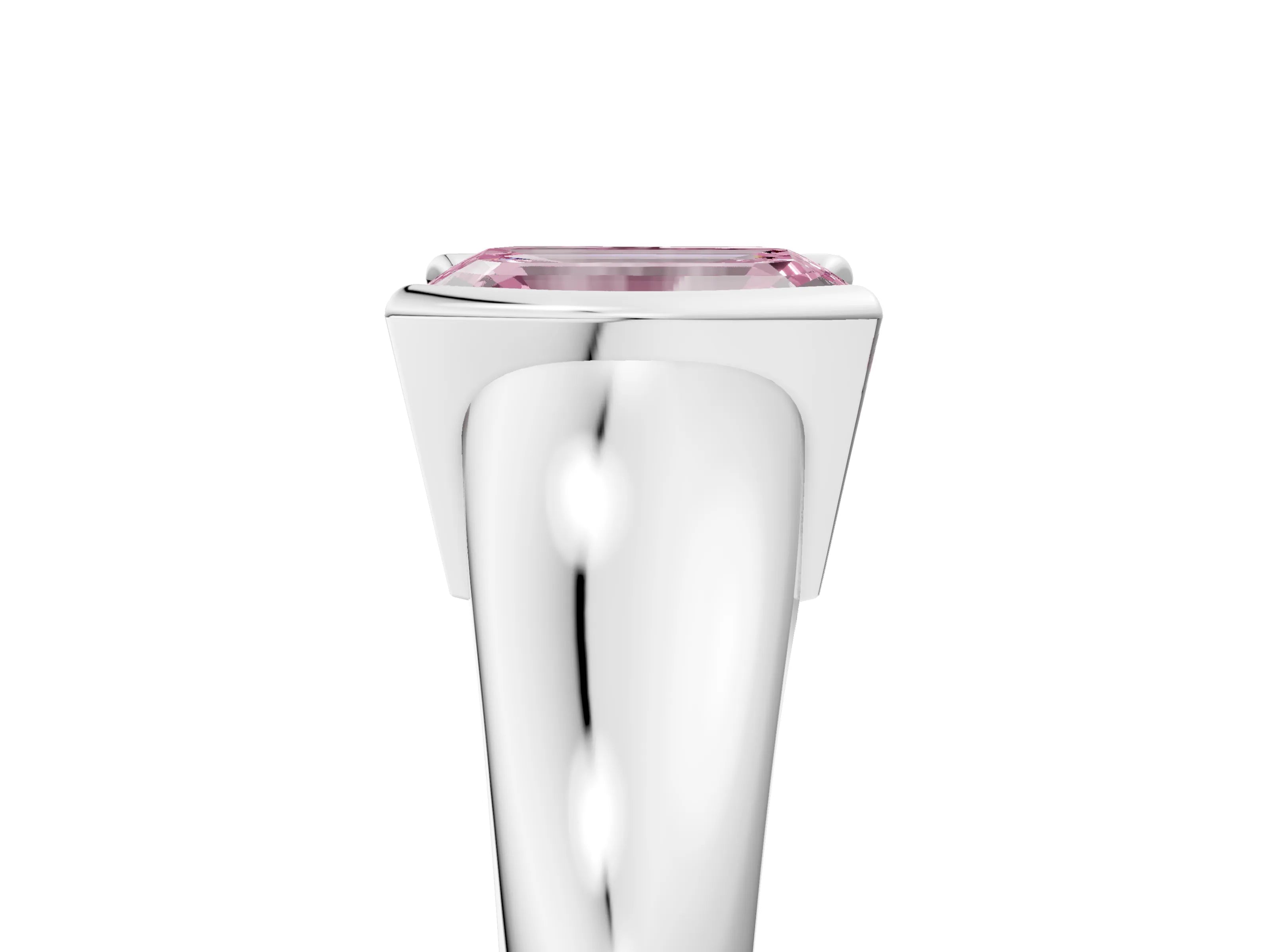 White gold Fancy Pink Emerald Cut Solitaire Tension Set Diamond Ring with Split Shank Band_53