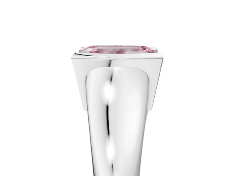 White gold Fancy Pink Emerald Cut Solitaire Tension Set Diamond Ring with Split Shank Band_53