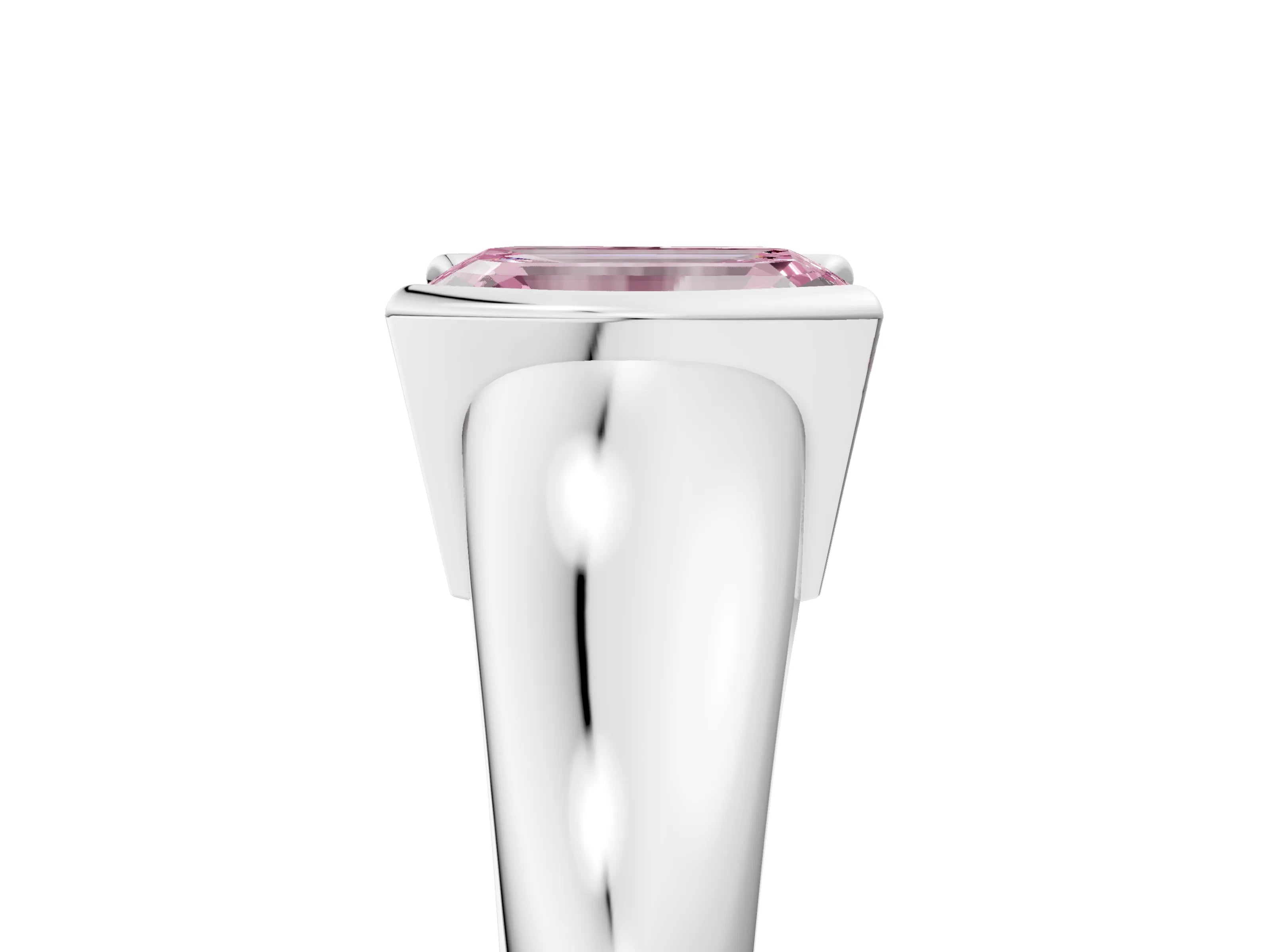 White gold Fancy Pink Emerald Cut Solitaire Tension Set Diamond Ring with Split Shank Band_5