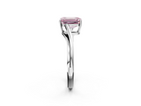 White gold Fancy Pink Emerald  Cut Solitaire Twist Band Ring with Four-Prong Setting_74