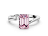 White gold Fancy Pink Emerald  Cut Solitaire Twist Band Ring with Four-Prong Setting_75