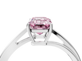 White gold Fancy Pink Emerald  Cut Solitaire Twist Band Ring with Four-Prong Setting_76