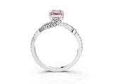 White gold Fancy Pink Emerald Cut Solitaire Twist Pave Diamond Engagement Ring with Prong Setting_15