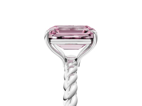 White gold Fancy Pink Emerald Cut Solitaire Twisted Band 4-Prong Ring_29