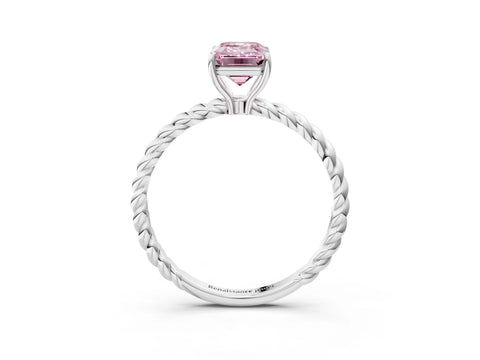 White gold Fancy Pink Emerald Cut Solitaire Twisted Band 4-Prong Ring_33
