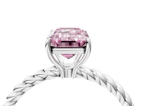 White gold Fancy Pink Emerald Cut Solitaire Twisted Band 4-Prong Ring_34
