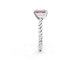 White gold Fancy Pink Emerald  Cut Solitaire Twisted Band with Four-Prong Setting_143