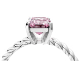 White gold Fancy Pink Emerald  Cut Solitaire Twisted Band with Four-Prong Setting_145
