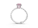 White gold Fancy Pink Emerald  Cut Solitaire Twisted Band with Four-Prong Setting_149