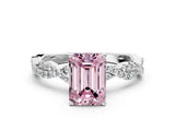 White gold Fancy Pink Emerald Cut Solitaire Twisted Pave Band with Four-Prong Setting_15