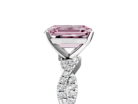 White gold Fancy Pink Emerald Cut Solitaire Twisted Pave Band with Four-Prong Setting_20