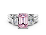 White gold Fancy Pink Emerald  Cut Three-Stone Channel Set Ring with Bar Prongs_59