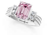 White gold Fancy Pink Emerald  Cut Three-Stone Channel Set Ring with Bar Prongs_60