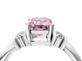 White gold Fancy Pink Emerald  Cut Three-Stone Channel Set Ring with Bar Prongs_63