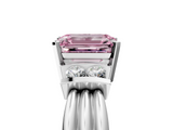 White gold Fancy Pink Emerald  Cut Three-Stone Channel Set Ring with Bar Prongs_64
