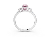 White gold Fancy Pink Emerald  Cut Three-Stone Diamond Pavé Band with Prong Setting_20