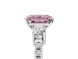 White gold Fancy Pink Emerald  Cut Three-Stone Diamond Pavé Band with Prong Setting_22