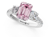 White gold Fancy Pink Emerald  Cut Three-Stone Diamond Pave Band with Prong Setting_38