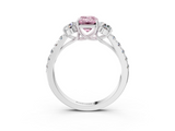 White gold Fancy Pink Emerald  Cut Three-Stone Diamond Pave Band with Prong Setting_40