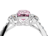 White gold Fancy Pink Emerald  Cut Three-Stone Diamond Pave Band with Prong Setting_41