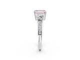 White gold Fancy Pink Emerald Cut Three-Stone Diamond Ring with Pavé Band and Four-Prong Setting_14