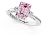 White gold Fancy Pink Emerald  Cut Three-Stone Solitaire Ring with Round Accent Diamonds and Four-Prong Setting_21
