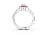 White gold Fancy Pink Emerald  Cut Three-Stone Solitaire Ring with Round Accent Diamonds and Four-Prong Setting_24