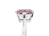 White gold Fancy Pink Emerald  Cut Three-Stone Solitaire Ring with Round Accent Diamonds and Four-Prong Setting_25