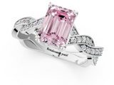 White gold Fancy Pink Emerald  Cut Twisted Pavé Band Solitaire Ring with Four-Prong Setting_56