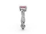 White gold Fancy Pink Emerald  Cut Twisted Pavé Band Solitaire Ring with Four-Prong Setting_57