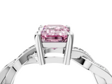 White gold Fancy Pink Emerald  Cut Twisted Pavé Band Solitaire Ring with Four-Prong Setting_59