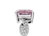White gold Fancy Pink Emerald  Cut Twisted Pavé Band Solitaire Ring with Four-Prong Setting_60
