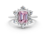 White gold Fancy Pink Emerald  Diamond Cluster Halo Ring with Solitaire Band and Four-Prong Setting_20