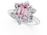 White gold Fancy Pink Emerald  Diamond Cluster Halo Ring with Solitaire Band and Four-Prong Setting_21