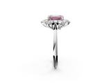 White gold Fancy Pink Emerald  Diamond Cluster Halo Ring with Solitaire Band and Four-Prong Setting_22