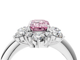 White gold Fancy Pink Emerald  Diamond Cluster Halo Ring with Solitaire Band and Four-Prong Setting_24