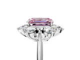 White gold Fancy Pink Emerald  Diamond Cluster Halo Ring with Solitaire Band and Four-Prong Setting_25