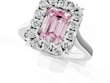 White gold Fancy Pink Emerald  Diamond Cluster Halo Solitaire with Four-Prong Setting_107