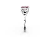 White gold Fancy Pink Emerald  Diamond Cluster Leaf Design Ring with Prong Setting_54
