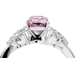 White gold Fancy Pink Emerald  Diamond Cluster Leaf Design Ring with Prong Setting_57