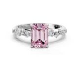 White gold Fancy Pink Emerald  Diamond Cluster Prong-Set Solitaire Ring_101