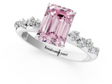 White gold Fancy Pink Emerald  Diamond Cluster Prong-Set Solitaire Ring_102