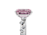 White gold Fancy Pink Emerald  Diamond Cluster Prong-Set Solitaire Ring_106