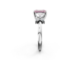 White gold Fancy Pink Emerald  Diamond Floral Cluster Ring with Solitaire Band and Prong Setting_27