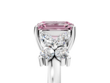 White gold Fancy Pink Emerald  Diamond Floral Cluster Ring with Solitaire Band and Prong Setting_30