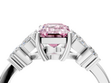 White gold Fancy Pink Emerald  Diamond Floral Cluster Ring with Solitaire Band and Prong Setting_30